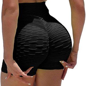 NEW Black Size XL Tik Tok Women High Waist Yoga Shorts Butt Lift Scrunch